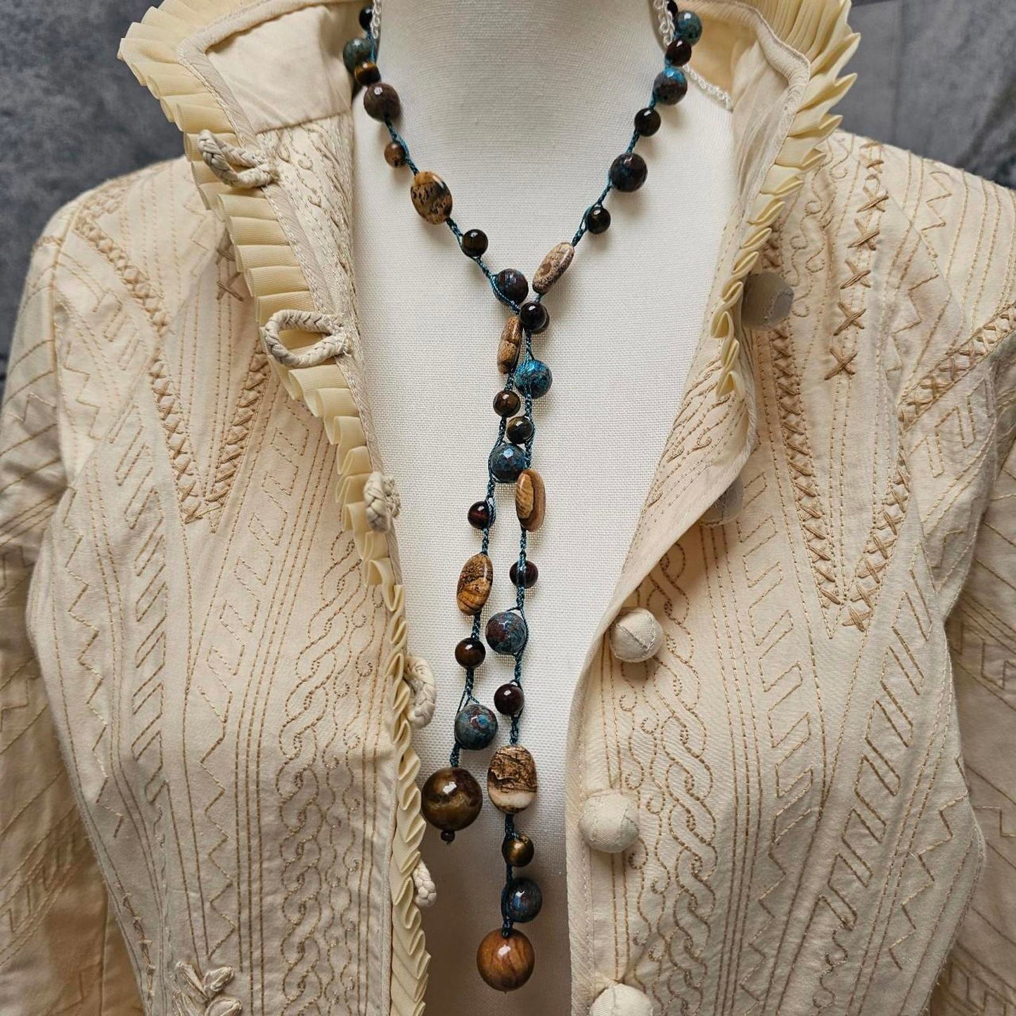 Women's Jasper and Pietersite Handmade Necklace