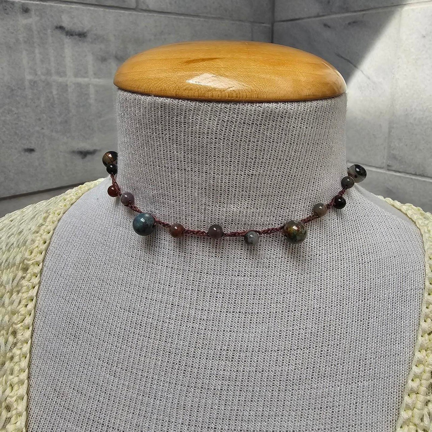 Women's Ocean Jasper & Blue Agate Lariat-Style Beaded Necklace