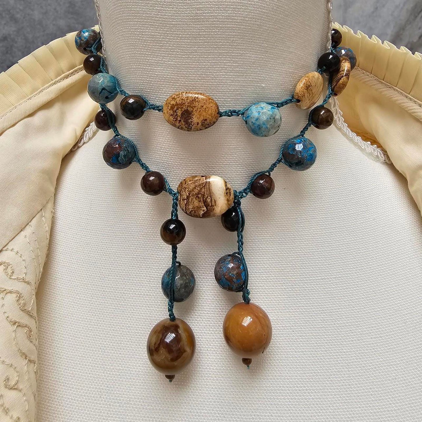 Women's Jasper and Pietersite Handmade Necklace