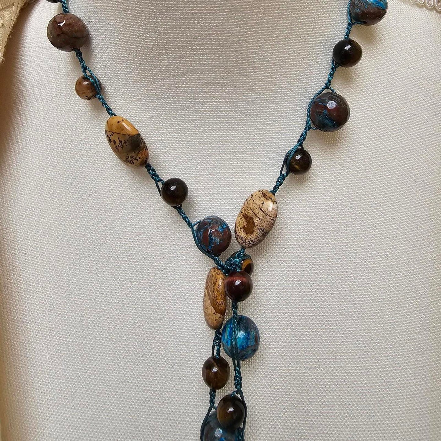 Women's Jasper and Pietersite Handmade Necklace