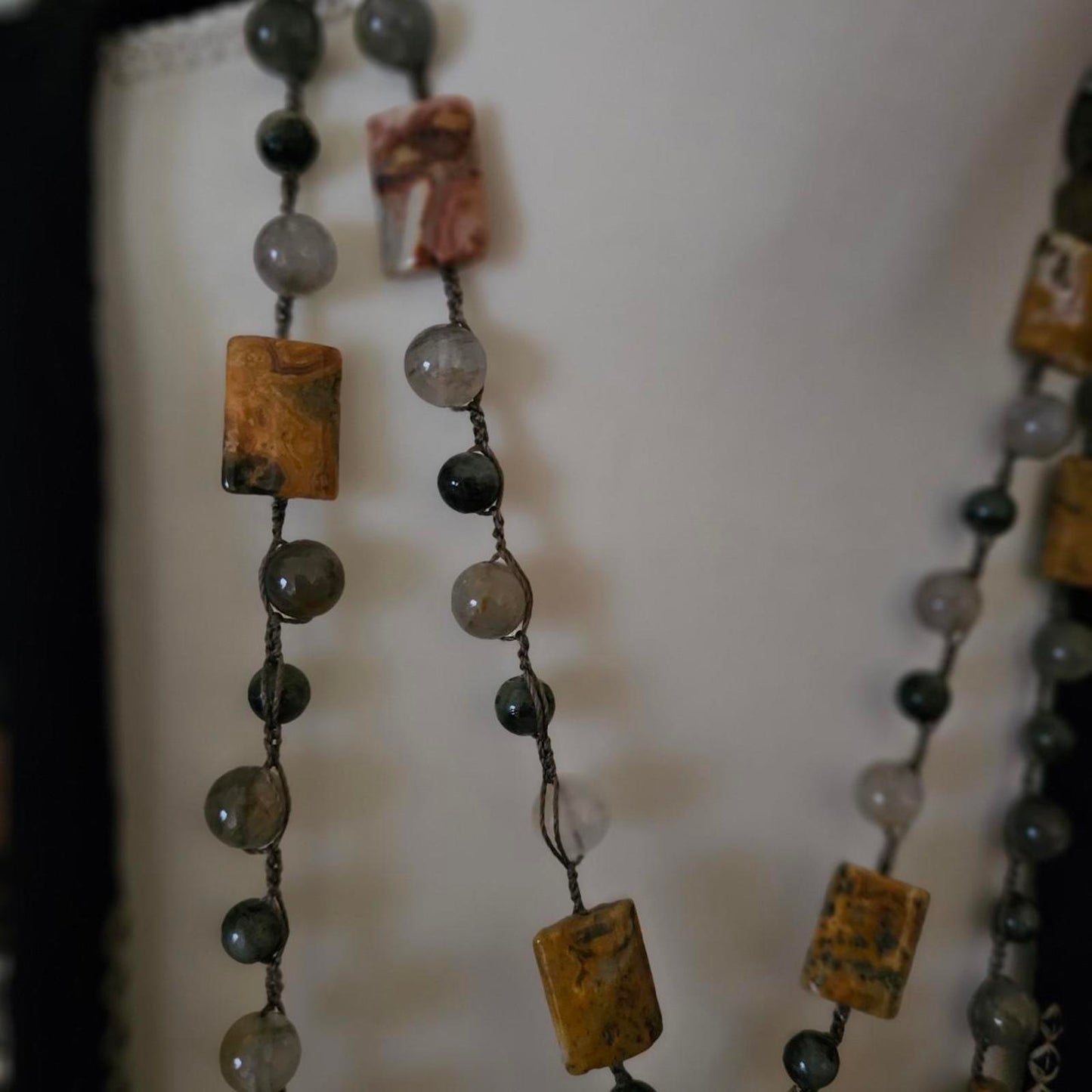 Women's Grounding Grey and Yellow Handmade Beaded Necklace