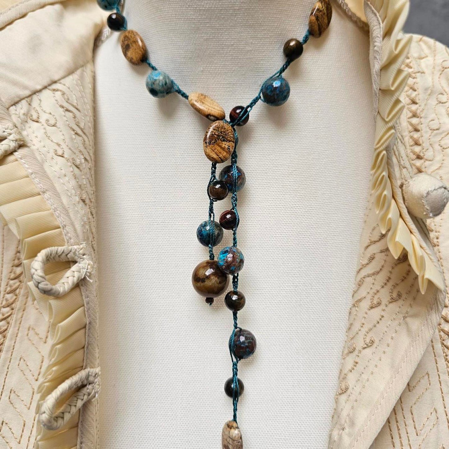 Women's Jasper and Pietersite Handmade Necklace