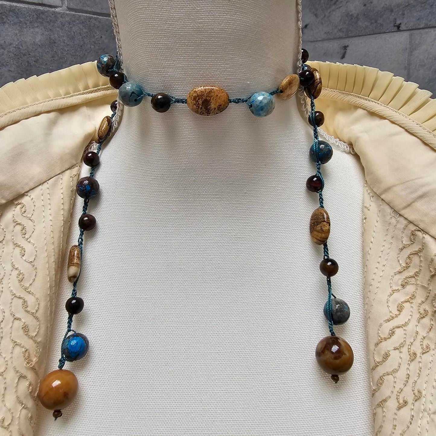 Women's Jasper and Pietersite Handmade Necklace