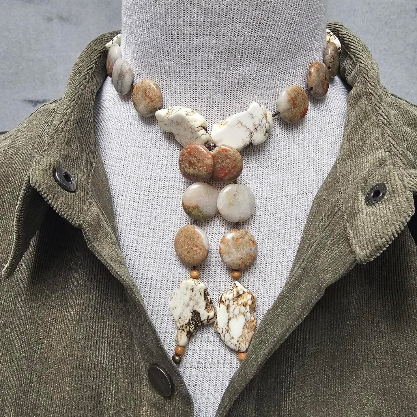 Women's Earth Toned Agate and Jasper Versatile Necklace