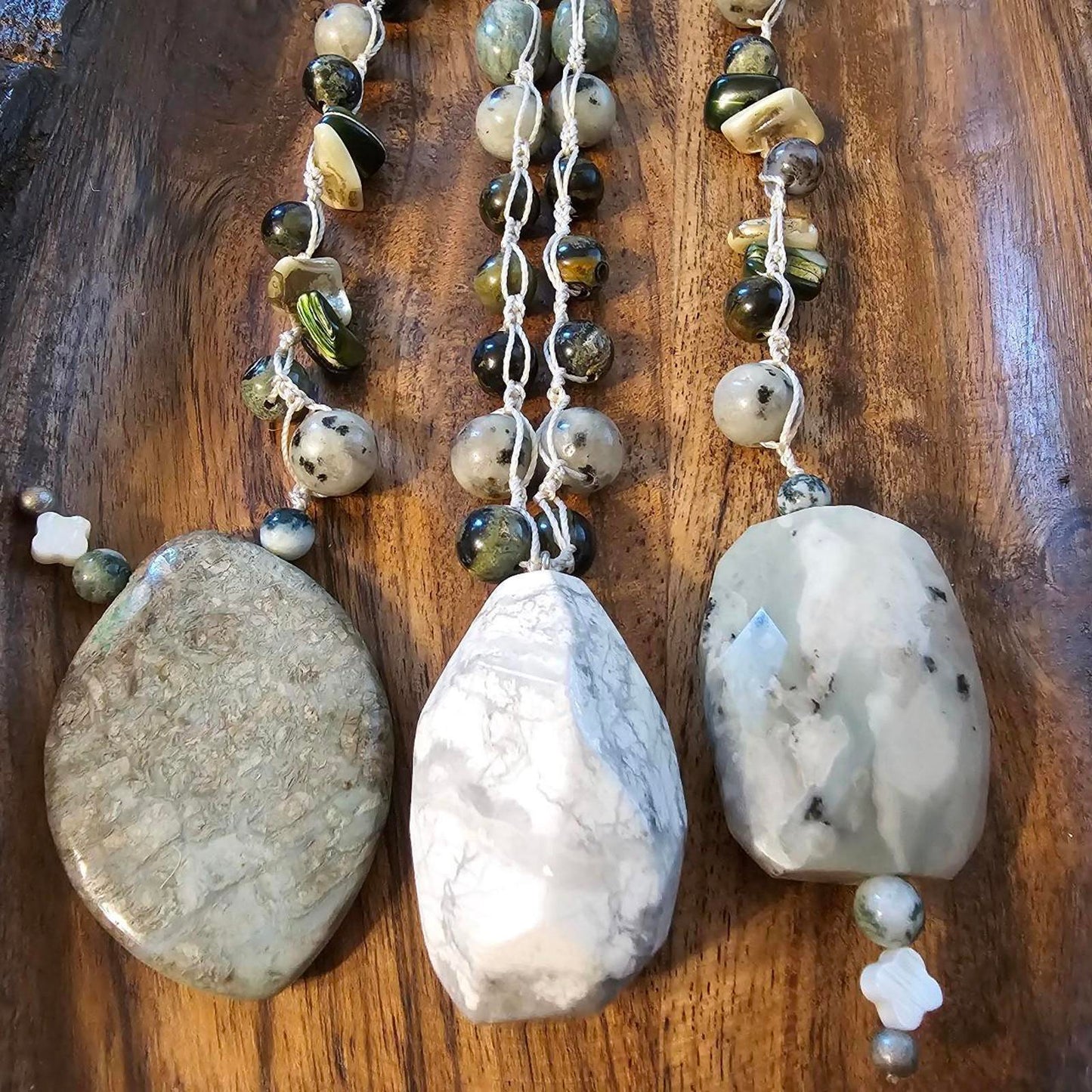 Women's Unique Moss Agate and Aventurine Custom Necklace