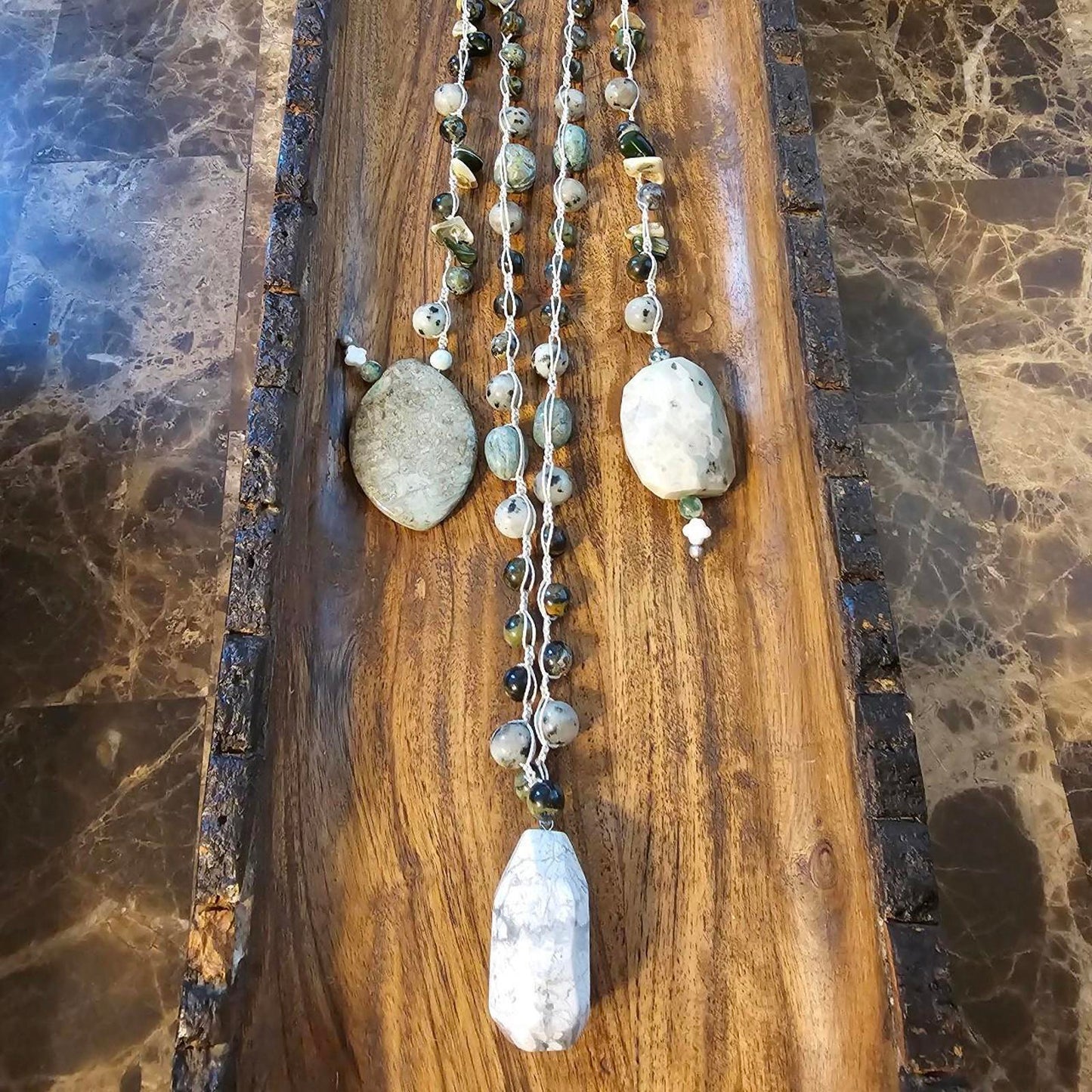 Women's Unique Moss Agate and Aventurine Custom Necklace